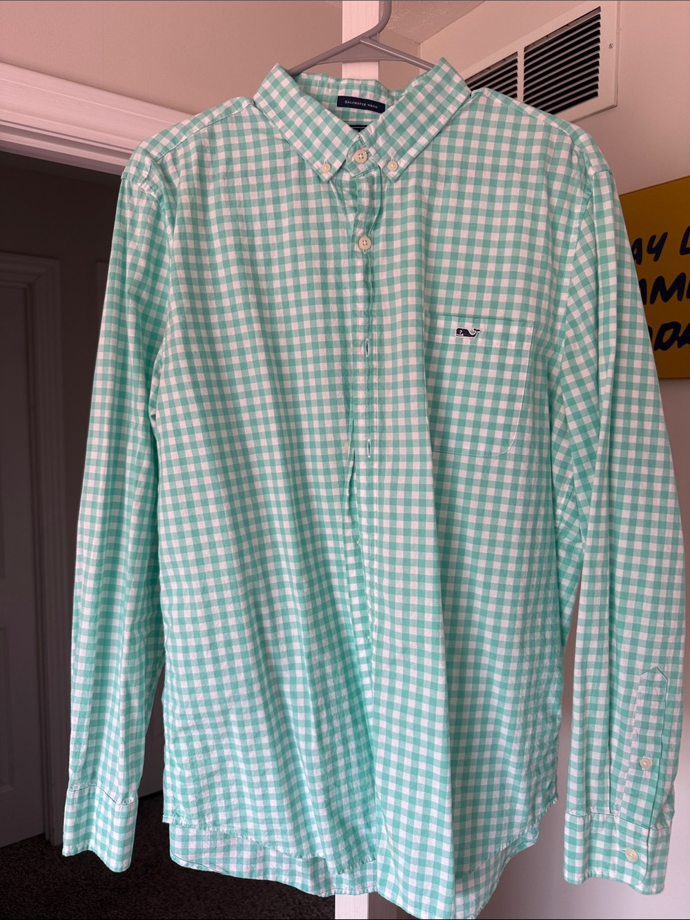 Men’s Green/White Checkered Vineyard Vines Shirt